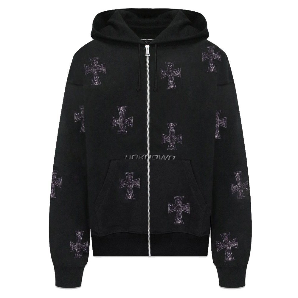 楽天市場】UNKNOWN LONDON / Cross Rhinestone Zip Up Hoodie : VENTURER