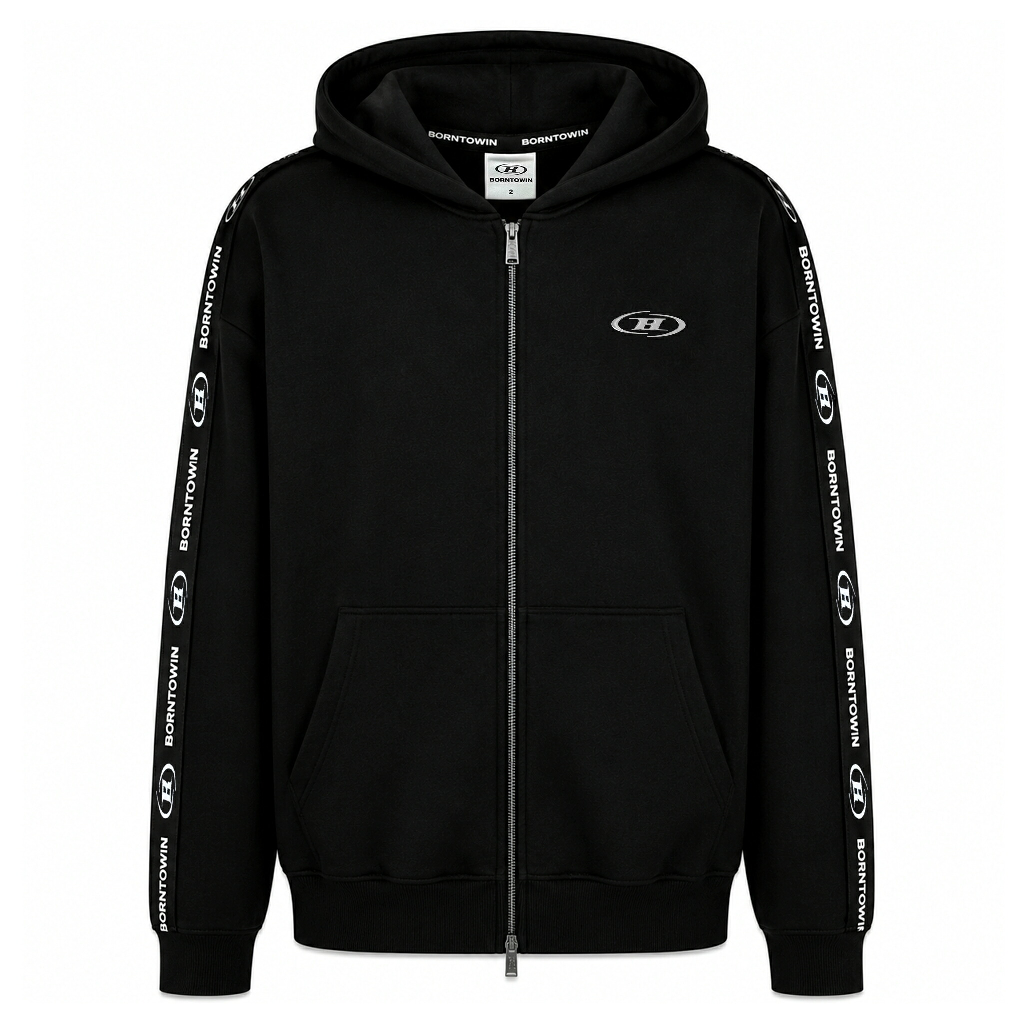 BORN TO WIN / Big Chrome B Black Line Zip Up Hoodie|VENTURER