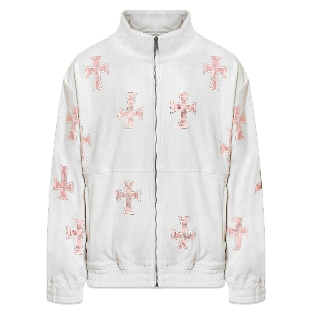 UNKNOWN LONDON / Cross Rhinestone Velour Track Jacket
