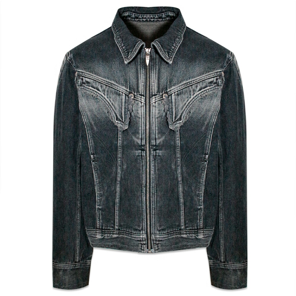 BLR BLUER / Dyed Curved Line Denim Trucker Jacket