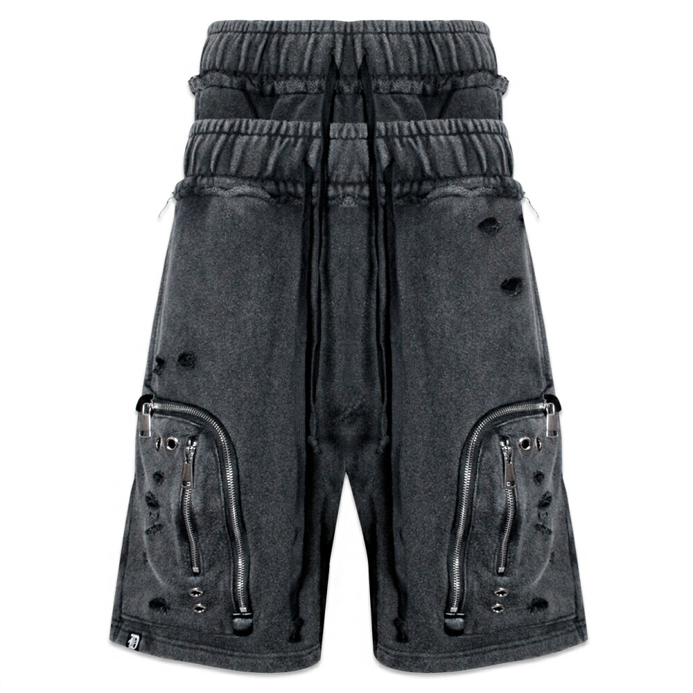 DEMIK EXCLUSIVES / Distressed Zip Plus Shorts|VENTURER
