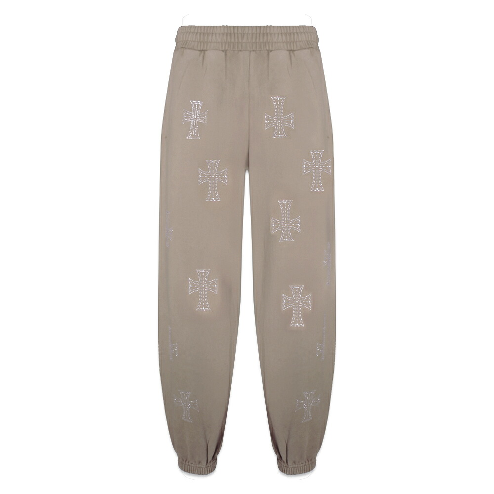 UNKNOWN LONDON / Outline Cross Rhinestone Sweatpants