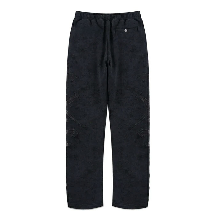 UNKNOWN LONDON / Dagger Cross Leather Patch Baggy Jogger Pants