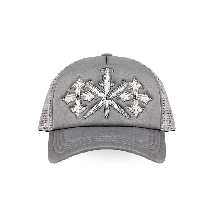 UNKNOWN LONDON / Dagger Cross Leather Patch Mash Cap