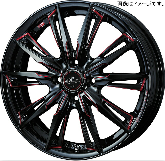 【個人宅発送可能】 Weds ウェッズ 16×5.0J +45 4穴 PCD100 BK/SC[RED] ホイール 1本 LEONIS GX レオニス ジーエックス (39338)