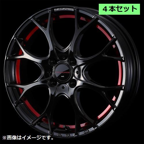 【個人宅発送可能】 ウェッズ Weds 15X4.5J +45 4穴 PCD100 BK/RED ホイール 4本セット NOVARIS ROHGUE UY ノヴァリス・ローグ ユーワイ (42159)