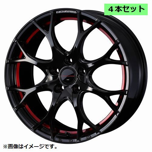 【個人宅発送可能】 ウェッズ Weds 18X8.0J +42 5穴 PCD114.3 BK/RED ホイール 4本セット NOVARIS ROHGUE UY ノヴァリス・ローグ ユーワイ (42169)