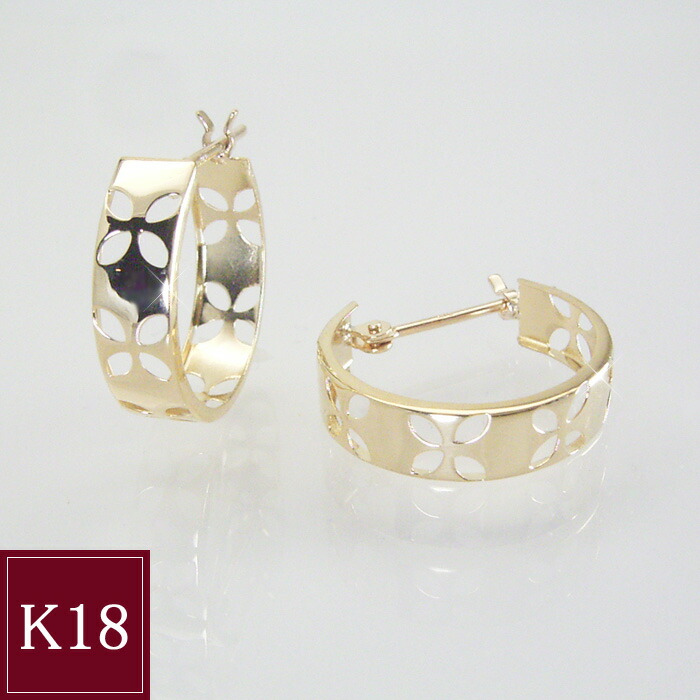 ピアス k18 K18 18金 アクセサリー ジュエリー リーフ 花 フラワー 地金 品番ma-0454 2営業日前後の発送予定