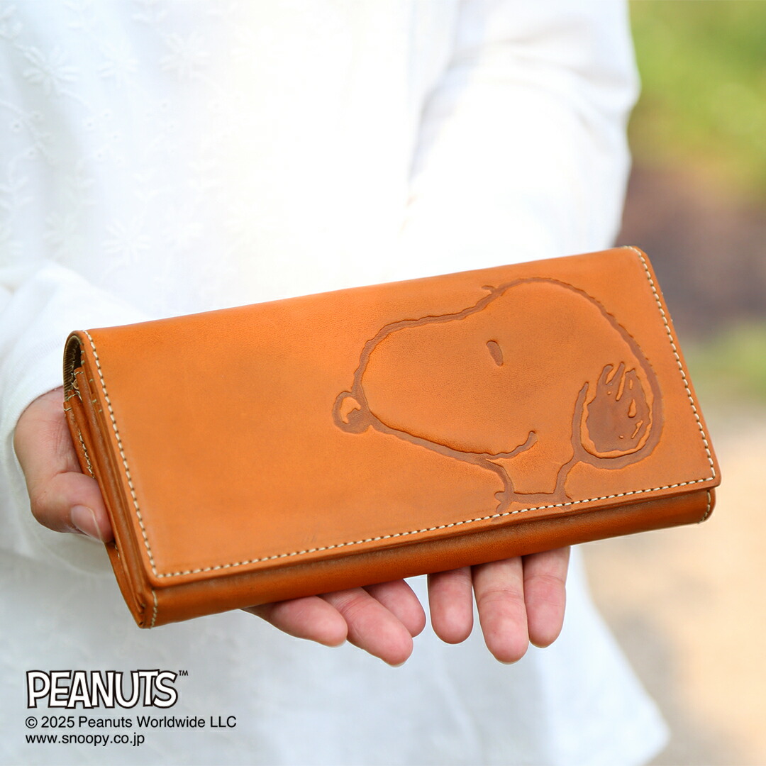 ✨️新品未使用✨️スヌーピー 二つ折り財布 ブラウンレザー スヌーピー 財布 二つ折り 2つ折り レディース かわいい