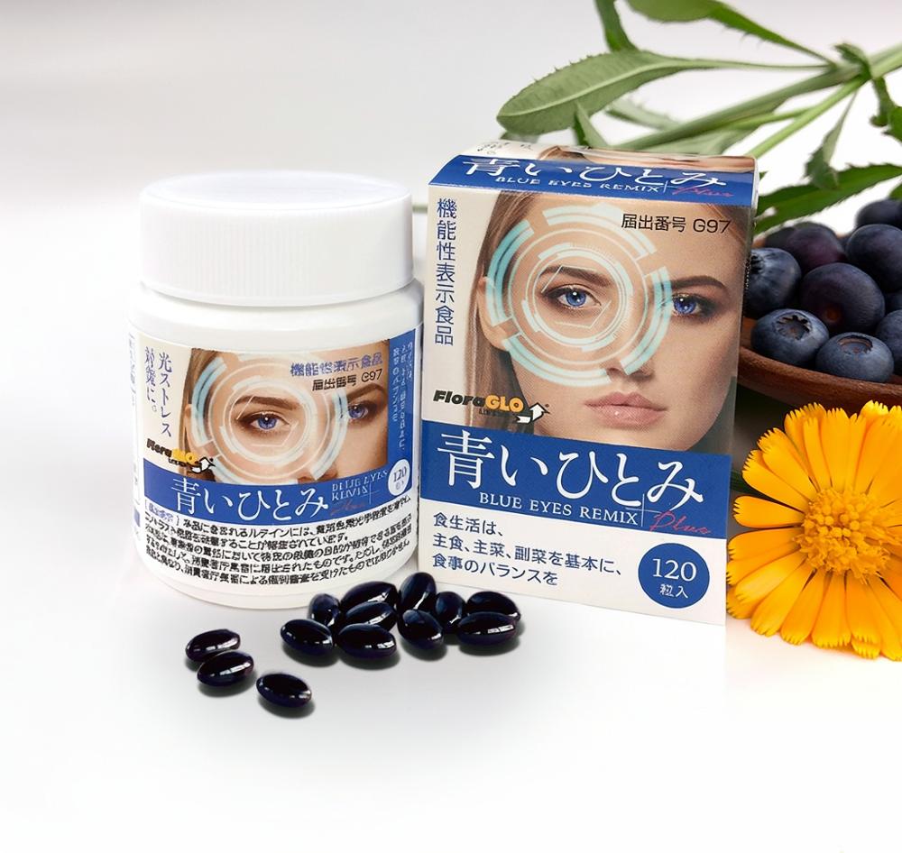 機能性表示食品 青いひとみ 120粒/30日分 目の健康 コントラスト ルテイン12mg 疲れ目 ビルベリーエキス カシスエキス カキエキス シジミエキス ブルーライト対策｜ふじわら健耕食品
