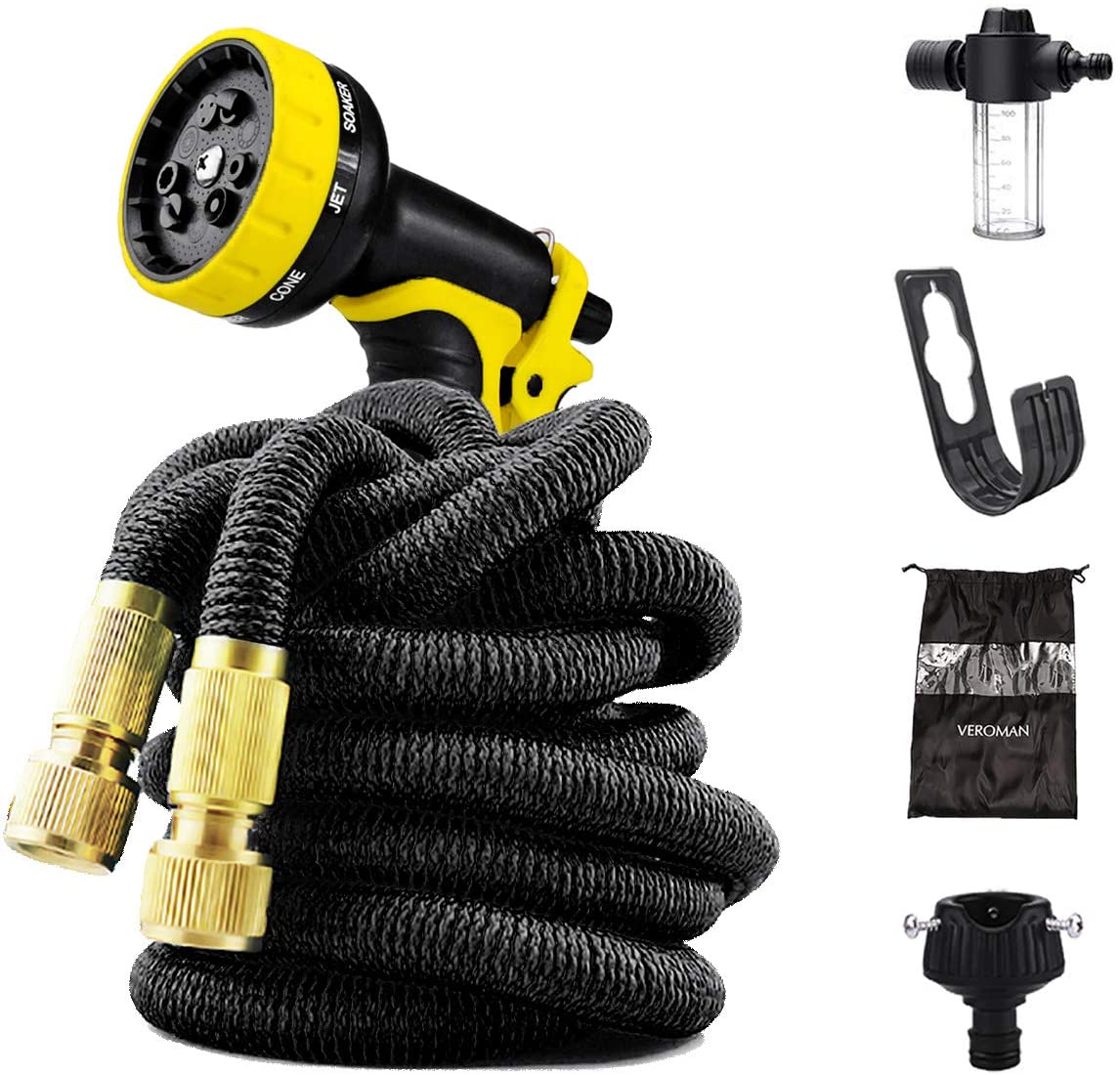 最大77％オフ！ 10m30m VEROMAN 超強化 伸びるホース 伸縮ホース 散水ホース 高性能シャワーノズル 洗剤ボトル ホース収納