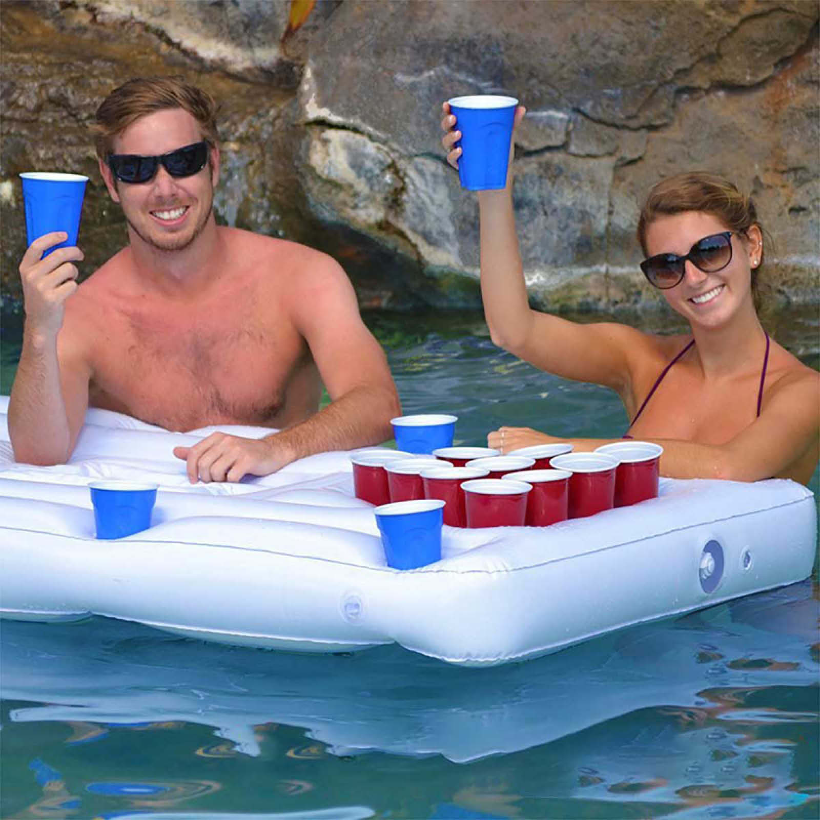 VeroManビアポンテーブルプールラウンジ夏サマーパーティーバケットナイトプールグッズ浮き輪28カップホルダーインフレータブルプール
