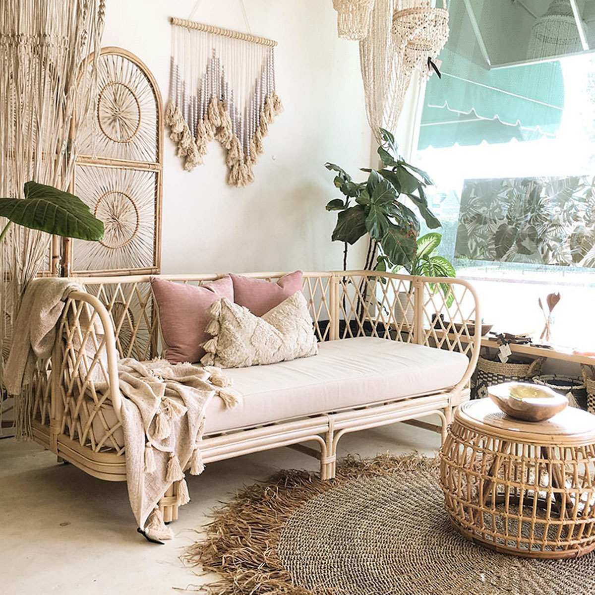 最終値下げ】 大型 ラタン 3人掛 カウチソファ ベッド 籐家具 最終