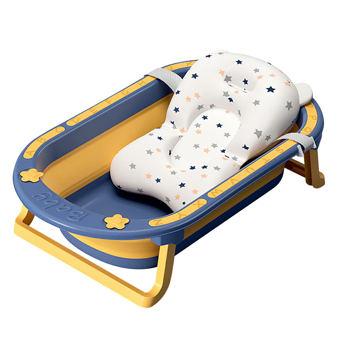 Veroman 育児サポート用品 バビーバス バスタブ 折り畳み式 赤ちゃん キッズ お風呂 クッション付き 水抜栓付き 滑り止め防止 洗濯バケツ コンパクト収納 Bullpadel Cl