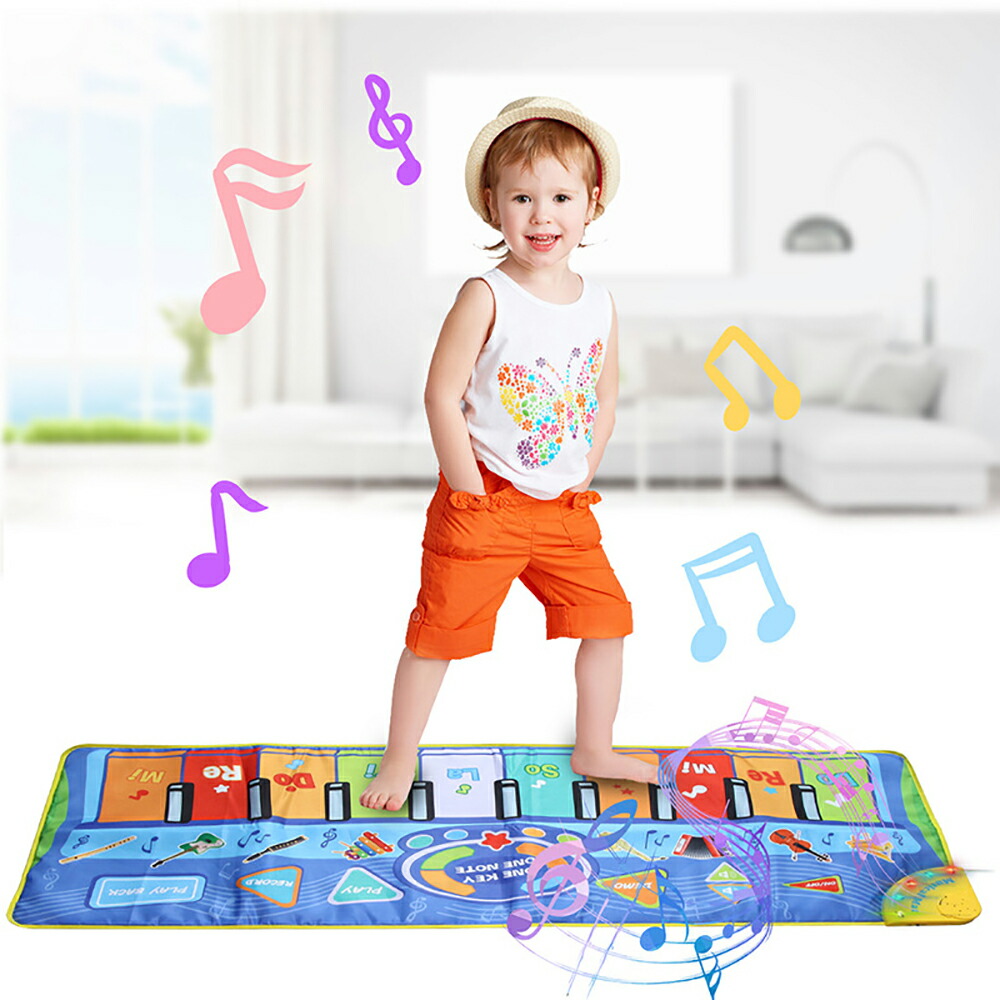 VeroMan　子供　音楽カーペット　10鍵盤　音量調整　滑り止め　知育おもちゃ　ミュージックマット　触って音出す　ピアノ　録音