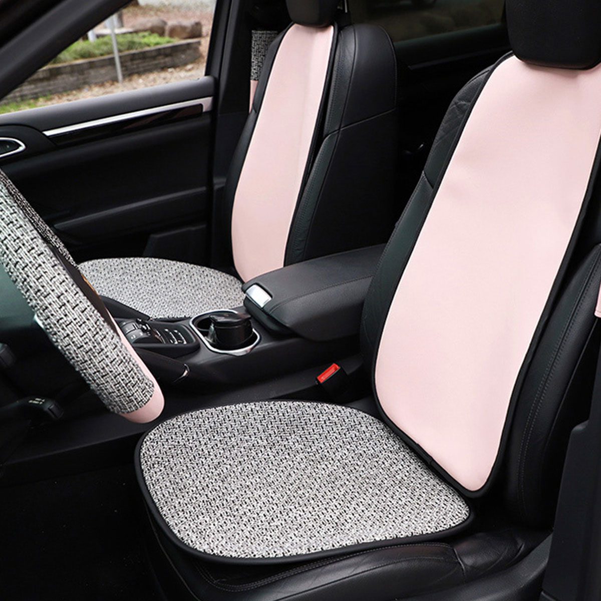 楽天市場 Veroman 車 シート クッション ネックパッド シートマット 保護マット ツイード ピンク オールシーズン 汎用 可愛い 防汚 カー用品 車インテリア 4点セット Veroman