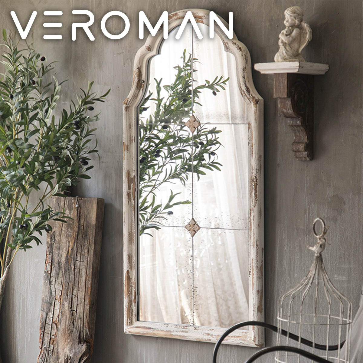 VeroMan ステンドグラス風鏡鑑 アンティーク調一こまで奥ゆかしいなあき場所監督 鏡 鏡鑑 韓国室内装飾[高さ120cm×幅60糎]