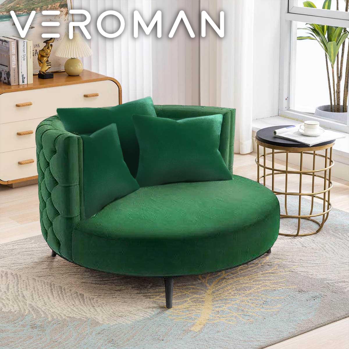 楽天市場】VeroMan ラウンドソファ カウチ ソファ クッション付き