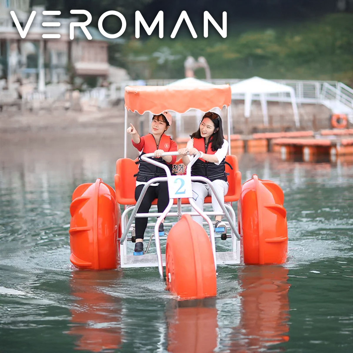 VeroMan 足漕ぎボート 足漕ぎボード 水上自転車 水上ボード 足漕ぎ 水上ボート 水上 ボート レジャーに映えるアクティブフォルム 巨大浮きボート 海 川 公園 池 泉 デート [300x200x200cm]｜VeroMan店 417,600円