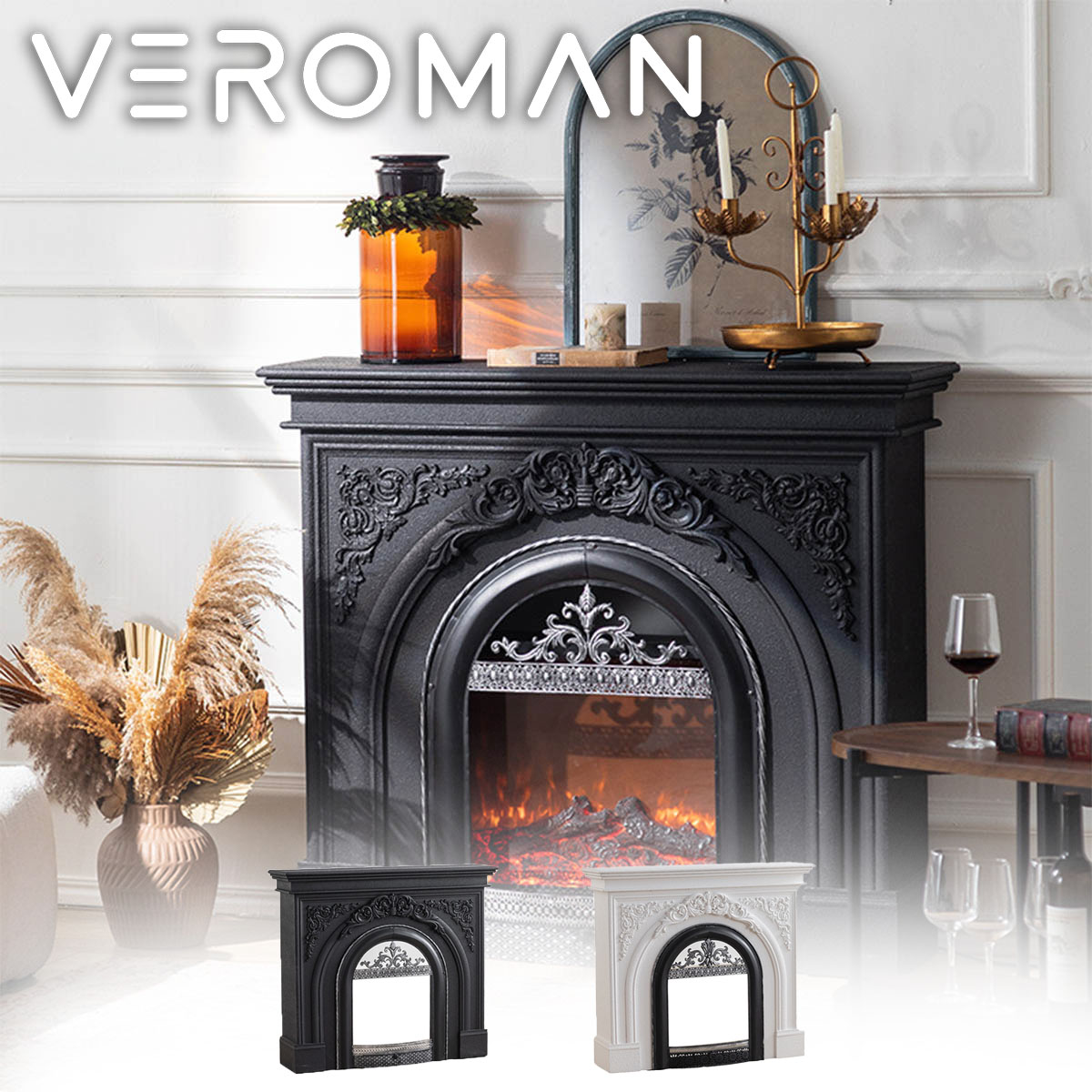 VeroMan 暖房器 煖炉 明かり煖炉 煖炉風暖房器 明かり暖房器 省エネ 古典派音楽刻みつける明かり煖炉 御膳上等感溢れる今めかしいな黒目論む 韓国室内装飾 [高さ100cm×幅116糎]
