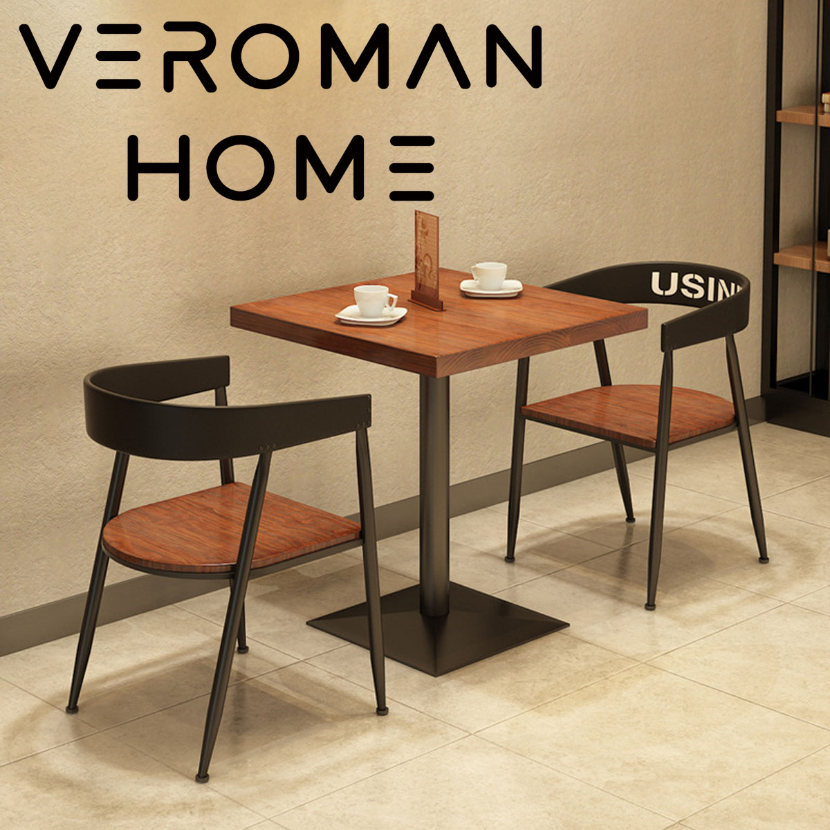 VeroMan 小型カフェテーブル シンプルな四角形デザイン 屋外対応 軽量で移動簡単 カフェ風インテリア 韓国インテリア [高さ75cm×幅60cm]