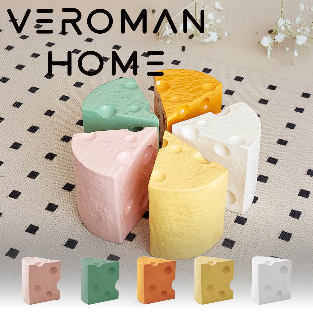 VeroMan サイドテーブル チーズ型テーブル クリエイティブ ベッドサイド ソファサイド 角テーブル ディスプレイテーブル 韓国インテリア [36cm×33cm×40cm]
