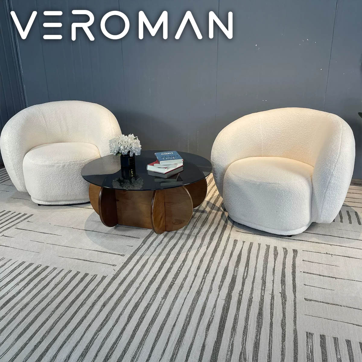 [1人掛け] VeroMan ふんわり包まれるもこもこラウンジソファ 滑らかな座り心地でリラックスできるデザイン 韓国インテリア [高さ90cm×幅75cm]
