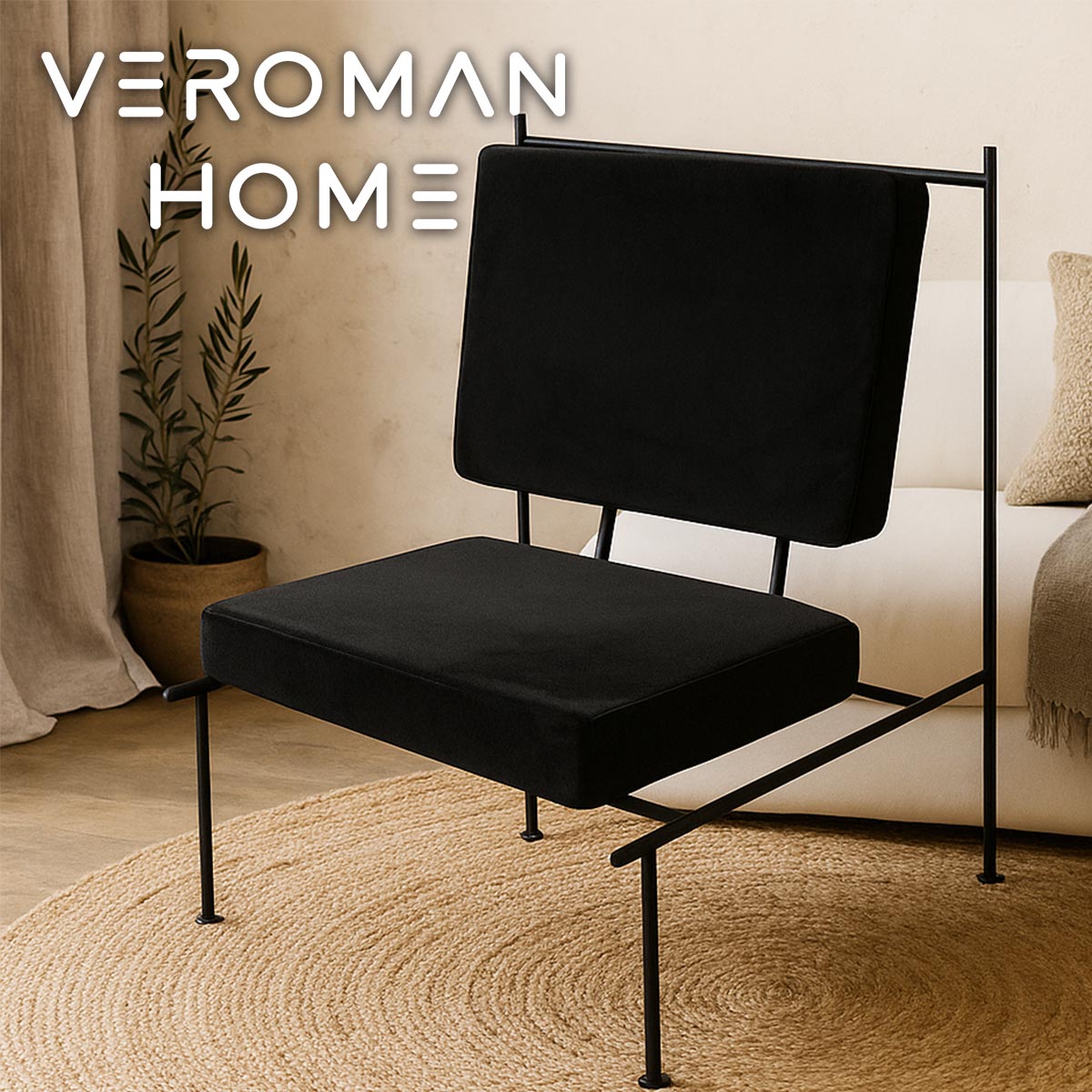 VeroMan チェア 1人掛けソファ ファブリックチェア モダンデザイン カフェ風チェア リラックスチェア 個性派 室内用 韓国インテリア [高さ85cmx幅72cm]
