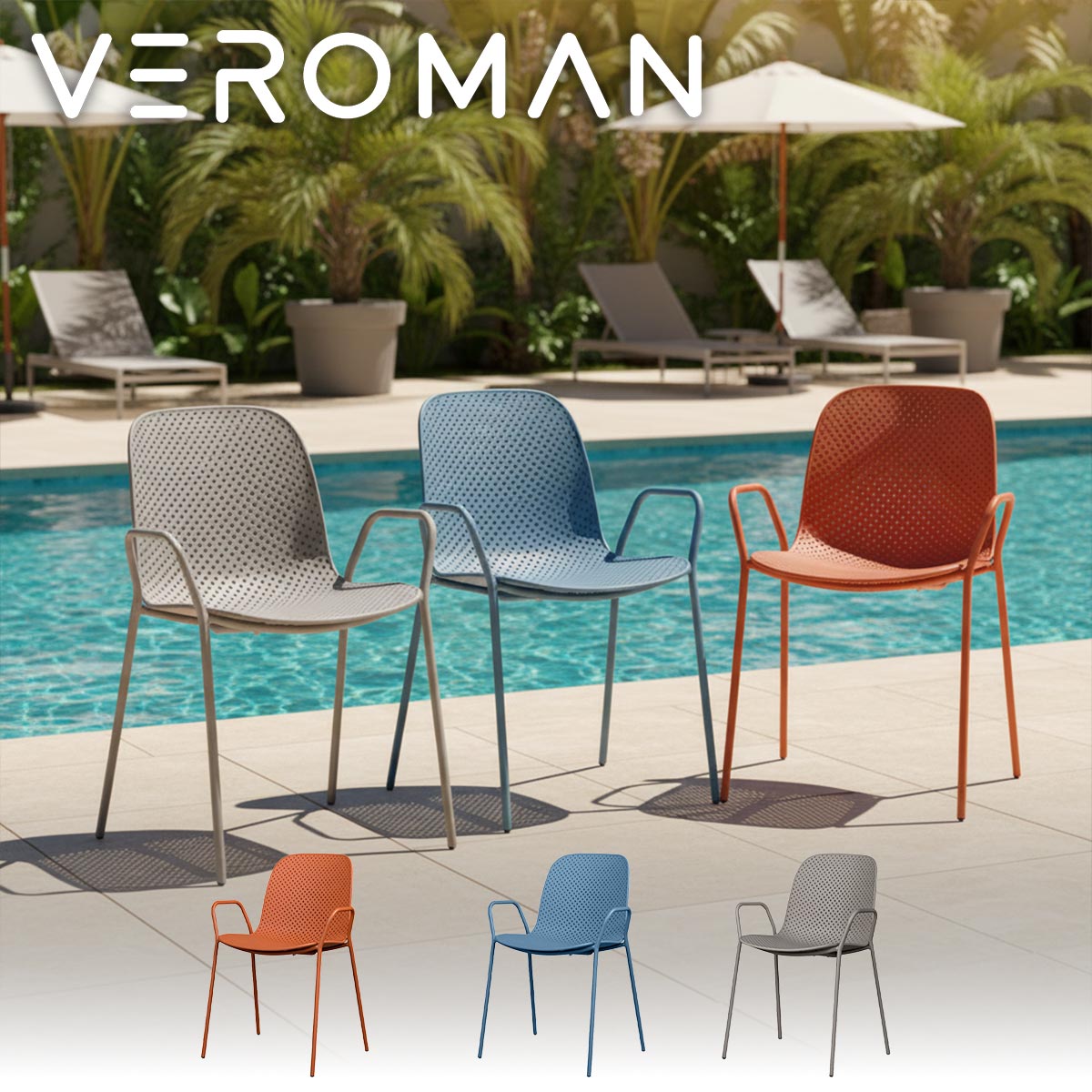 [2脚セット] VeroMan 包み込むような丸みデザインチェア ABS樹脂×スチール製 軽量で快適 屋内外兼用 カフェ風 韓国インテリア [幅50×高さ81cm]