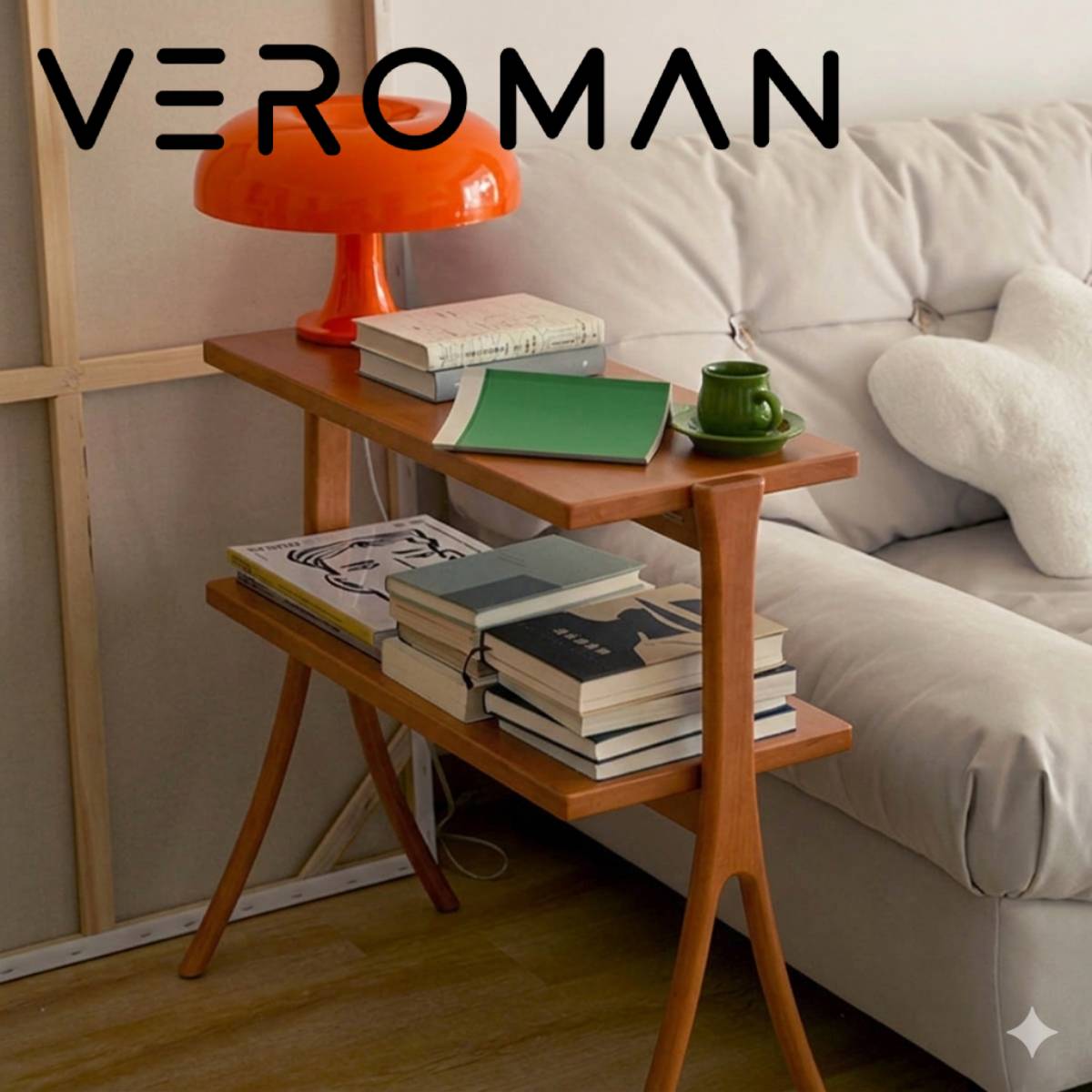 VeroMan サイドテーブル 2段 木製 ウッド ウォルナット ベッドサイド ソファサイド テーブル ディスプレイ ラック レトロ 韓国インテリア【完成品】｜VeroMan店 22,052円