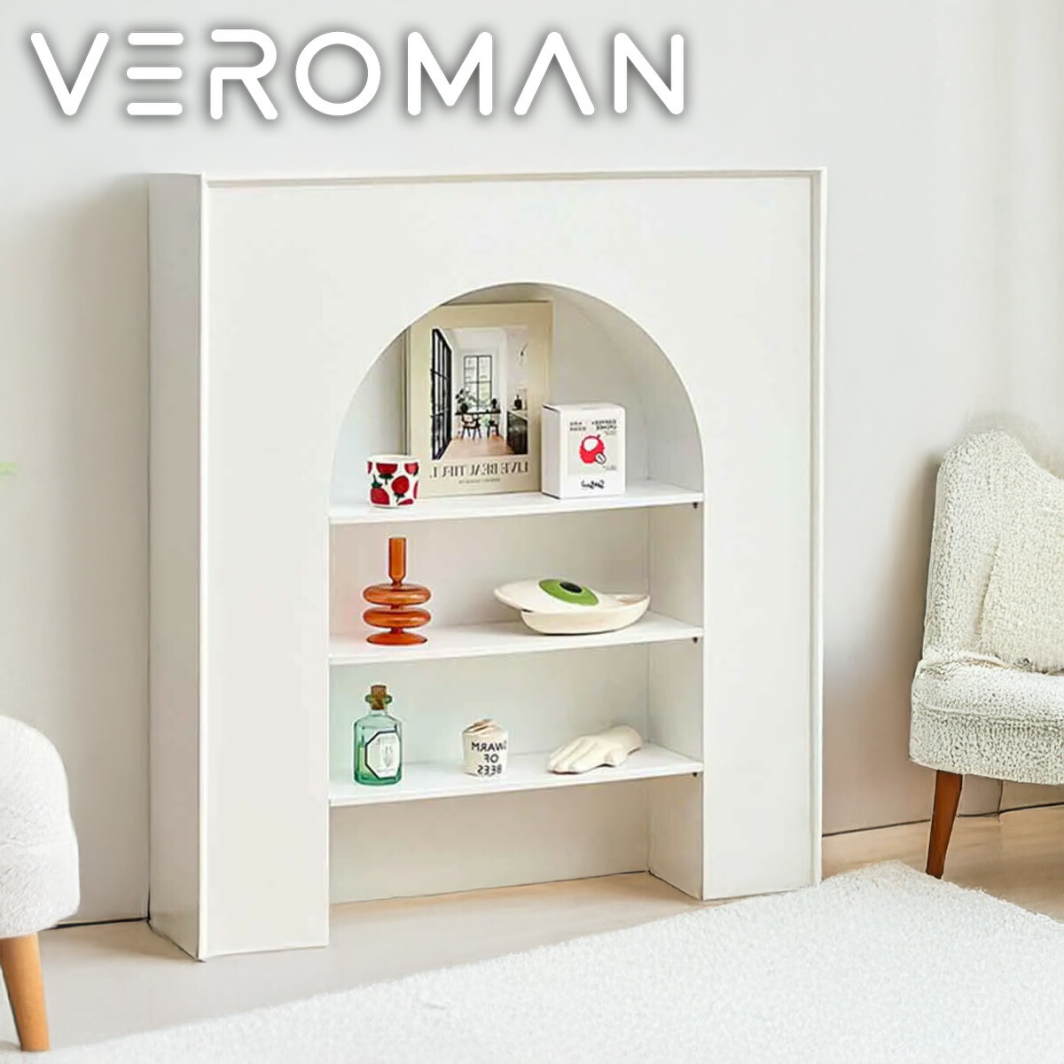 楽天市場】[70cm] VeroMan アーチ型 マントルピース風シェルフ