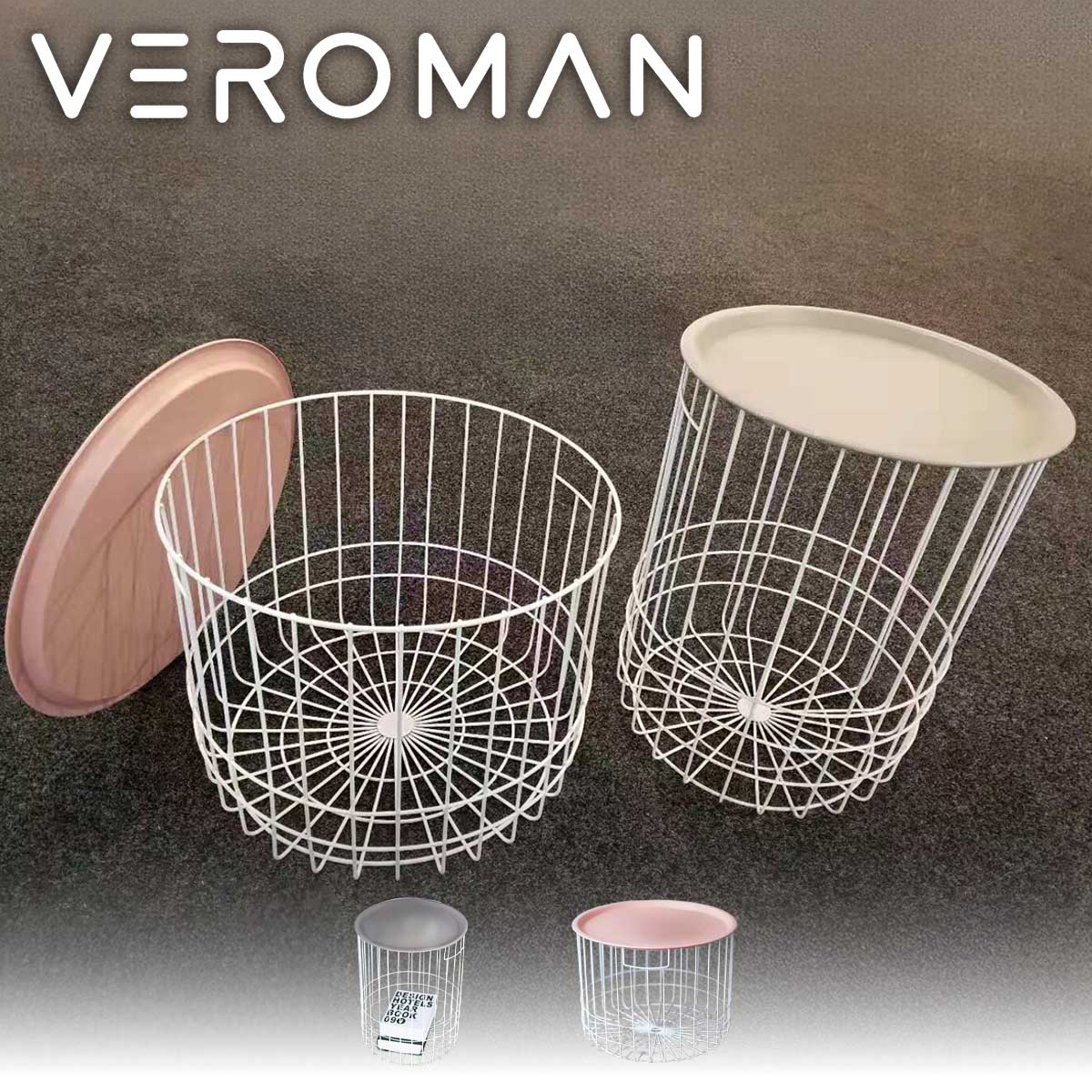 VeroMan サイドテーブル 収納機能付き 多機能コーヒーテーブル リビング収納 小物整理 おしゃれ収納 小型サイドデスク モダン シンプル 韓国インテリア