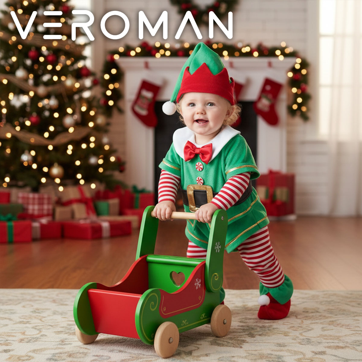 VeroMan ベビー コスプレ クリスマス エルフ 衣装 かわいい サンタ 仮装 ロンパース 新生児 幼児 着ぐるみ 赤ちゃん用 クリスマスパーティー 撮影 衣装