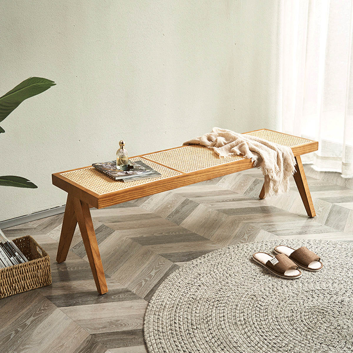 楽天市場】[3人掛け] VeroMan ラタン ベンチ ウッド ダイニングチェア