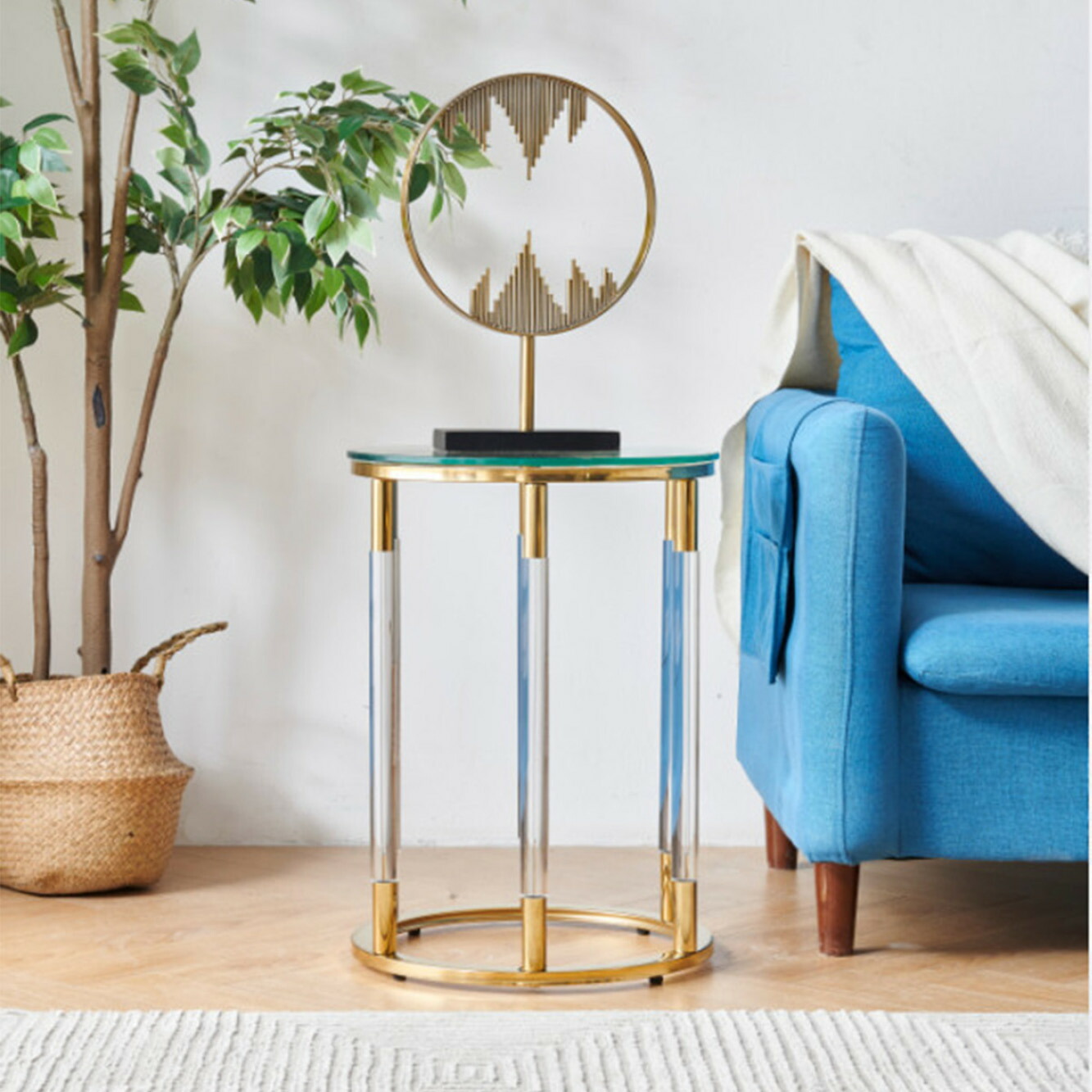 楽天市場】[幅55×奥55×高55cm] VeroMan ゴールド ガラス サイド