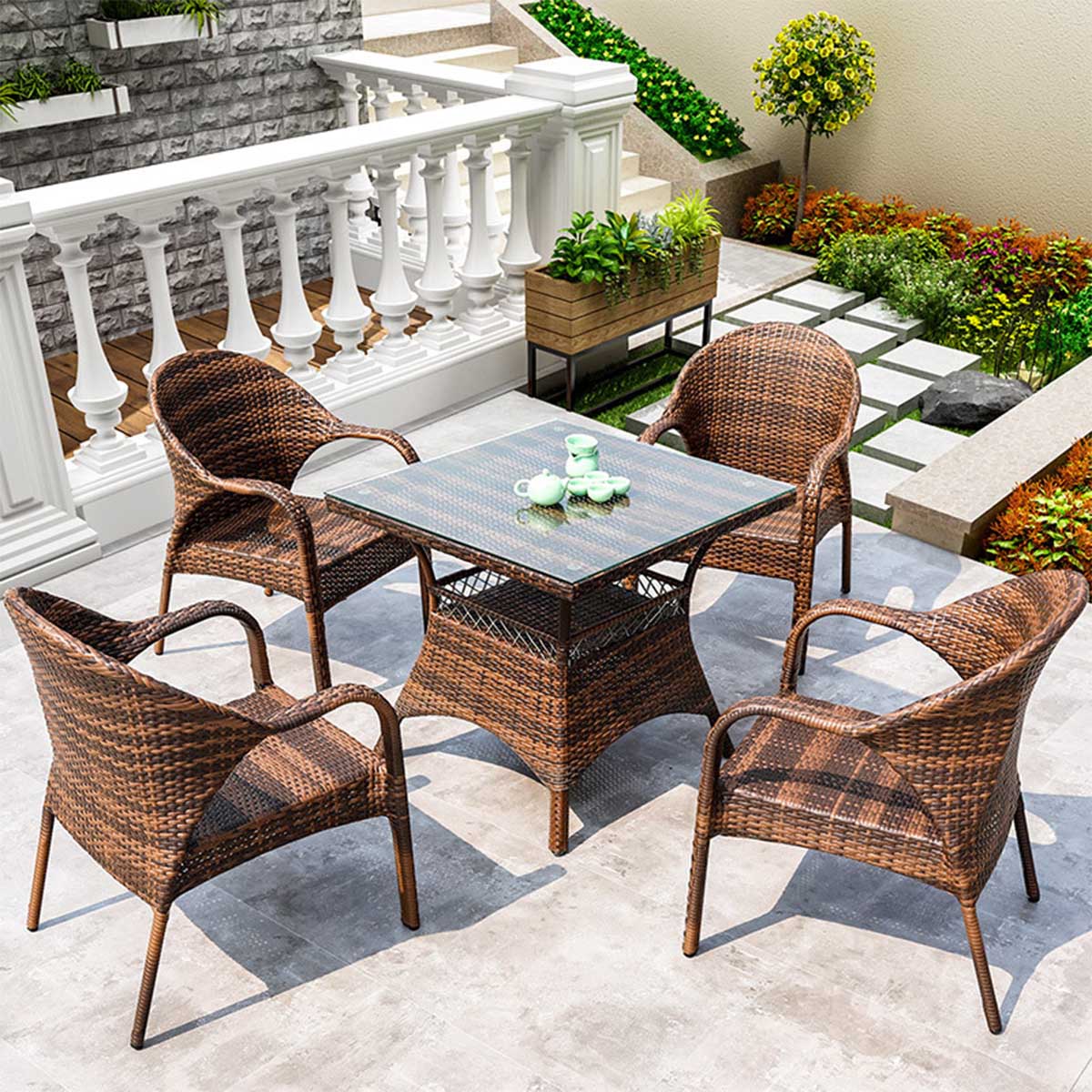 VeroMan チェア 椅子 ソファ ラタンチェア アウトドア インドア 屋外 室内 プールサイド 庭 リビングチェア モダン 韓国インテリア [幅60cmx高さ80cm]｜VeroMan店