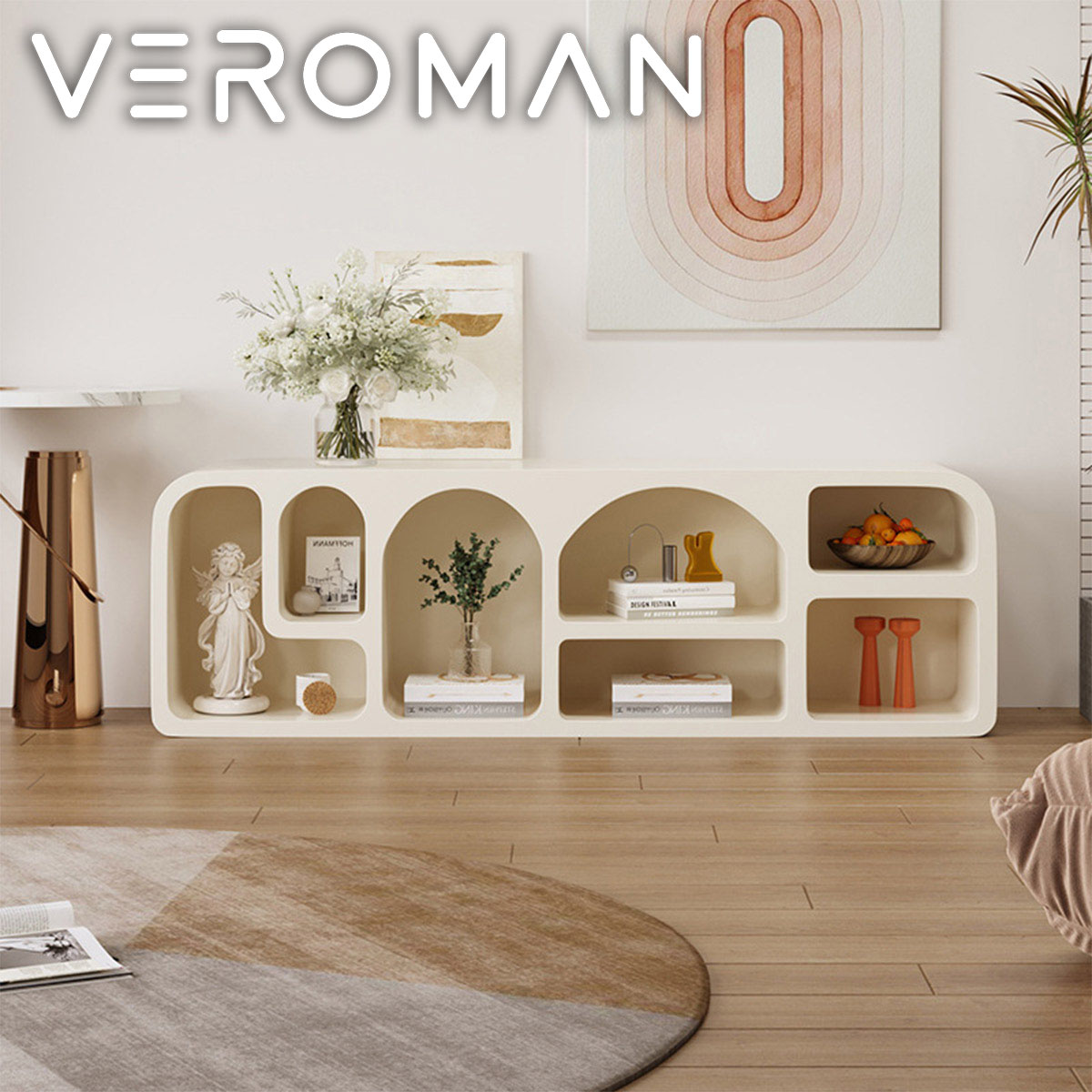 160cm VeroMan マントルピース シェルフ ホワイト 韓国【完成品】 4573134210318_1.jpg