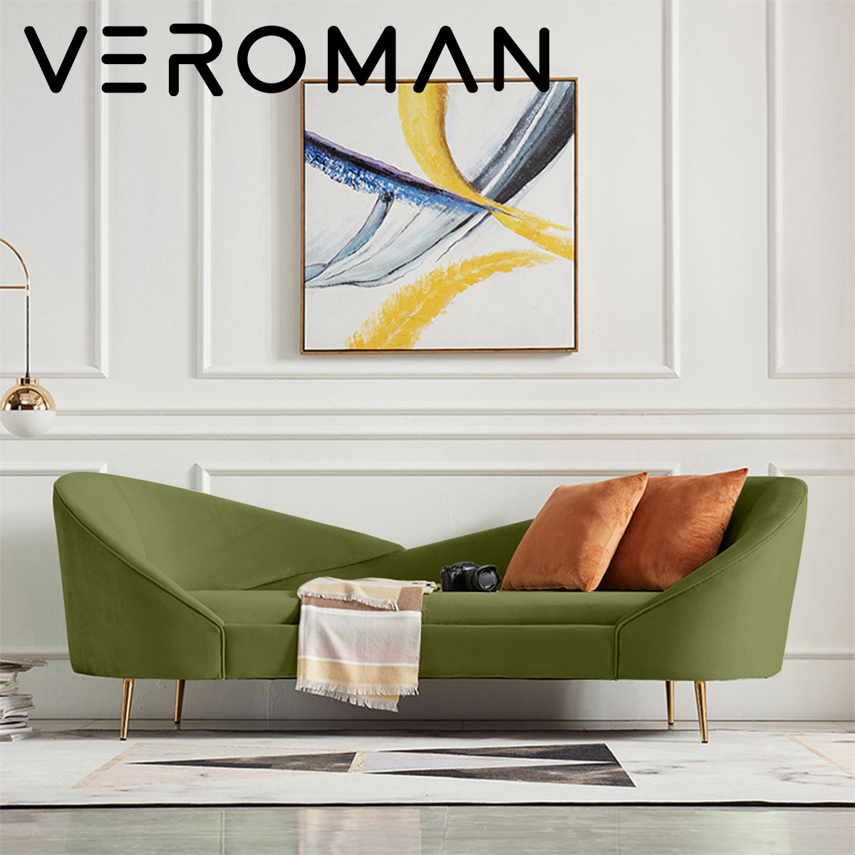 VeroMan クッション付き ソファ ピスタチオ グリーン デザイナーズ ソファー 2人掛け 椅子 おしゃれ 韓国インテリア|VeroMan店