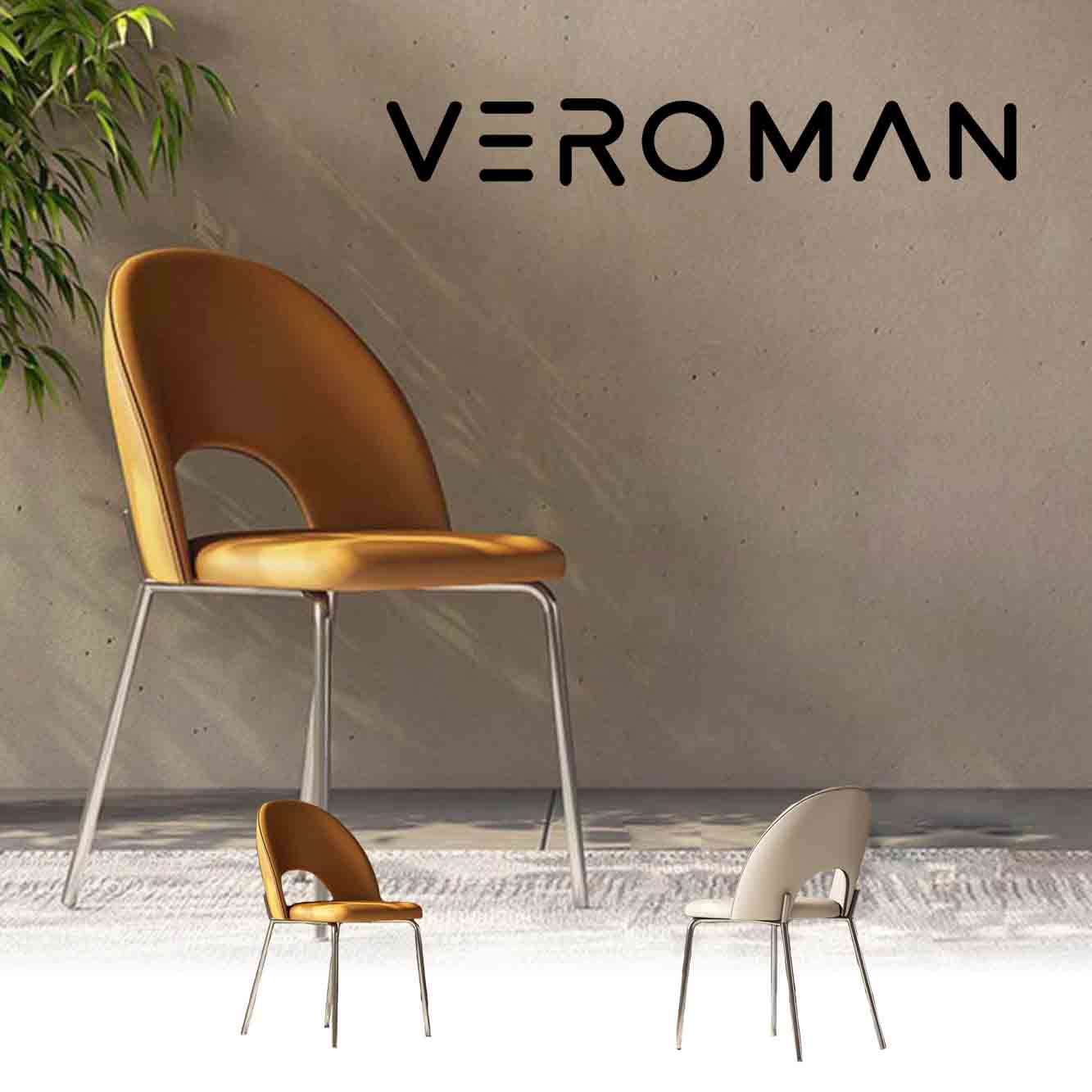 VeroMan チェア ダイニングチェア レザー カフェチェア スチール モダン デザイナー ホテル レセプション 韓国インテリア [横幅48cm 高さ82cm]｜VeroMan店