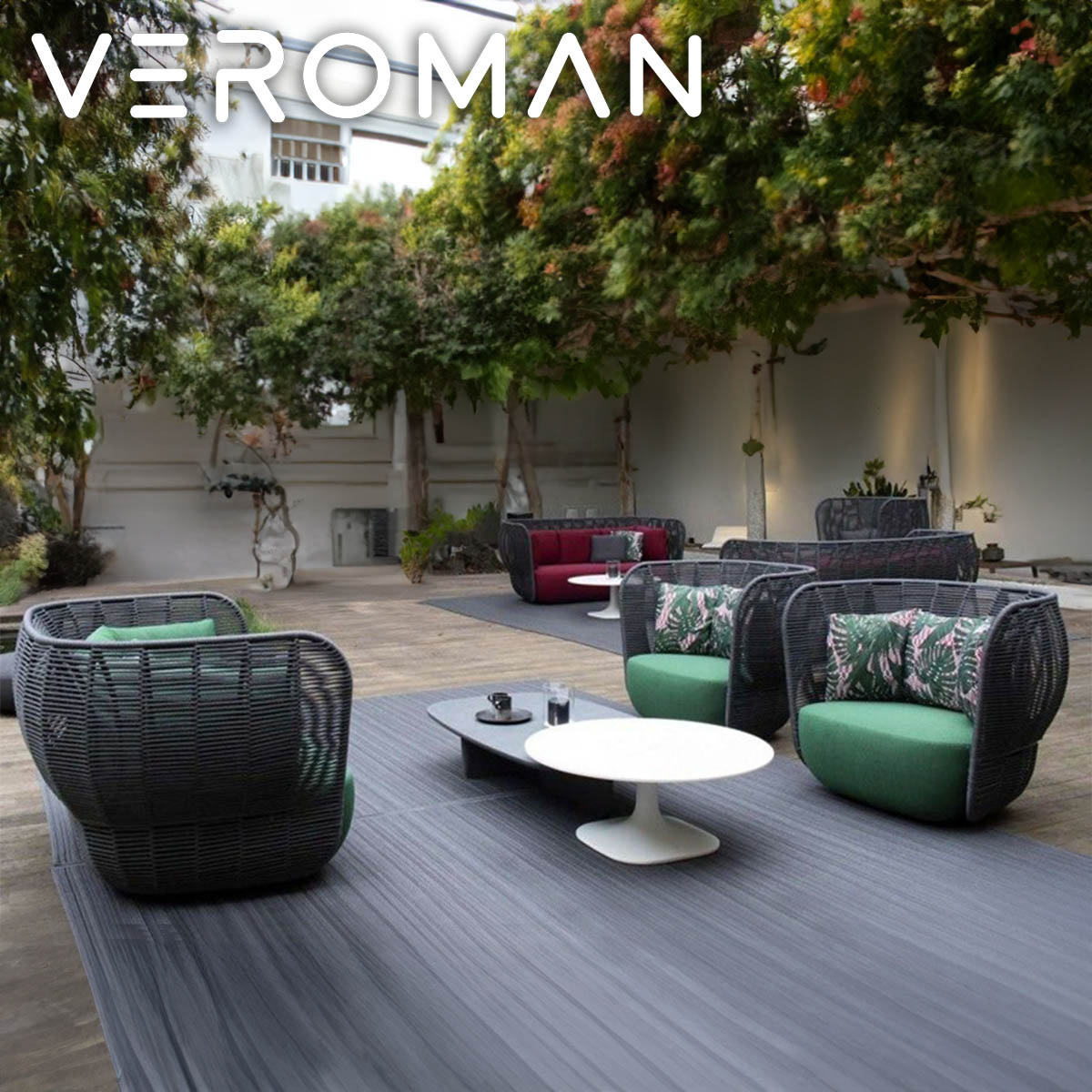 VeroMan チェア 椅子 ソファ アウトドア インドア 屋外 室内 プールサイド 庭 韓国インテリア[幅85X奥行85X高さ90CM]
