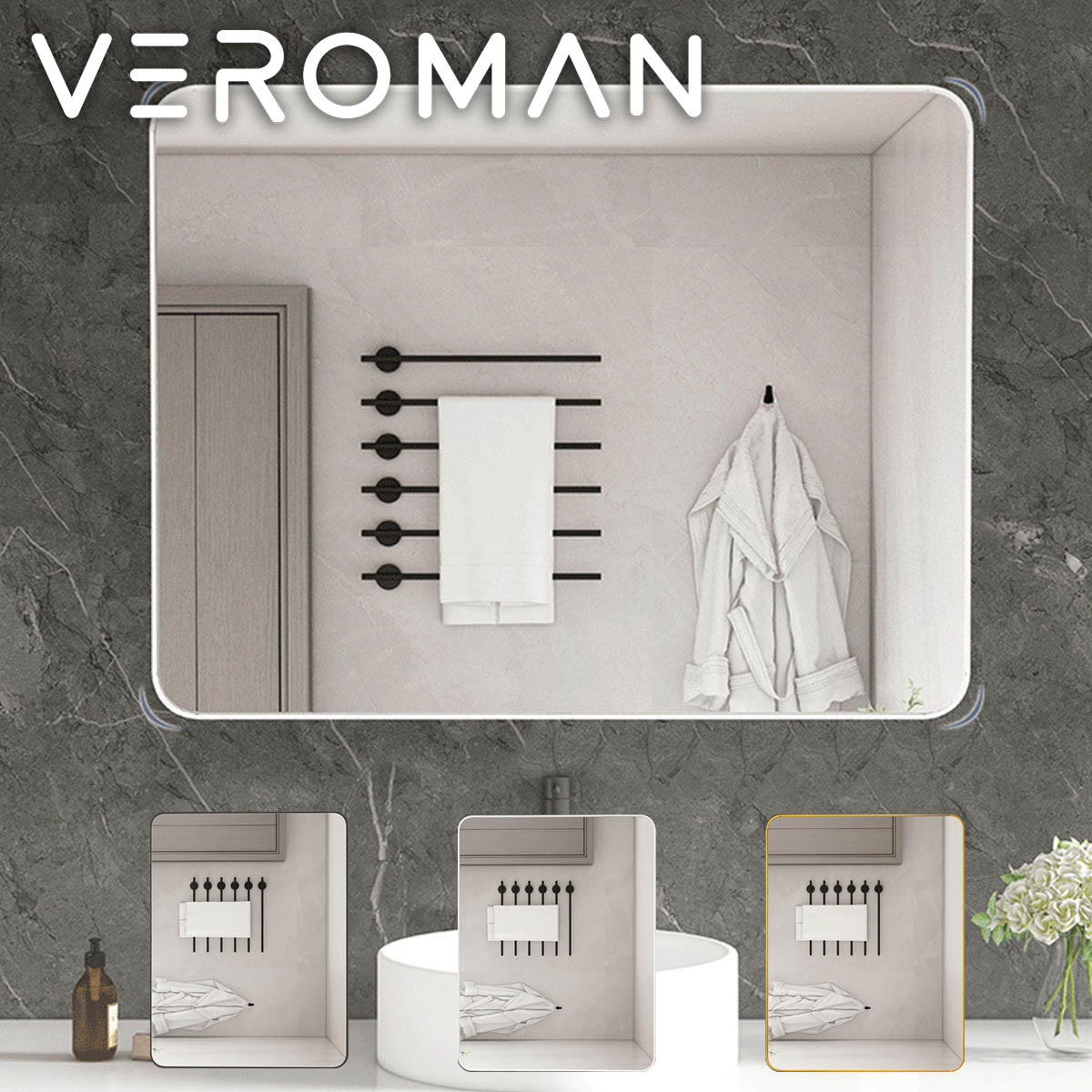 VeroMan ミラー 鏡 壁掛けミラー 壁掛け 洗面所 玄関 アンティーク ビンテージ シンプル おしゃれ 立て掛け 韓国インテリア 韓国家具 [幅80cm 高さ100cm]｜VeroMan店