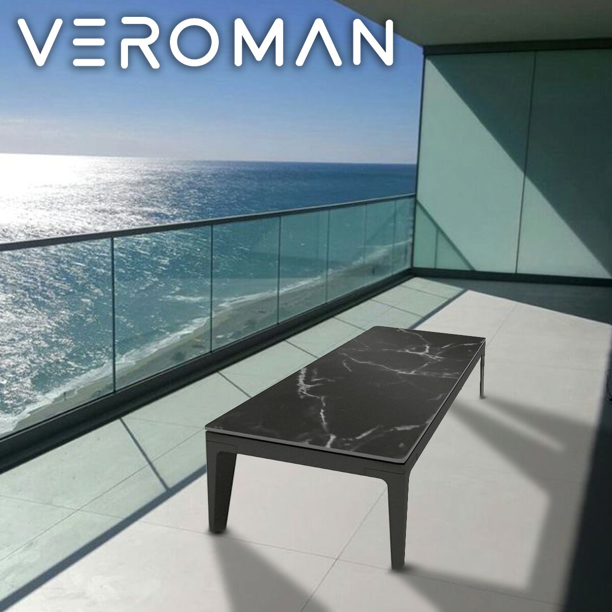 [ブラック] VeroMan ローテーブル テーブル 焼結石 長方形 組み合わせ自由 アウトドア インドア 屋外 室内 プールサイド 庭 韓国インテリア