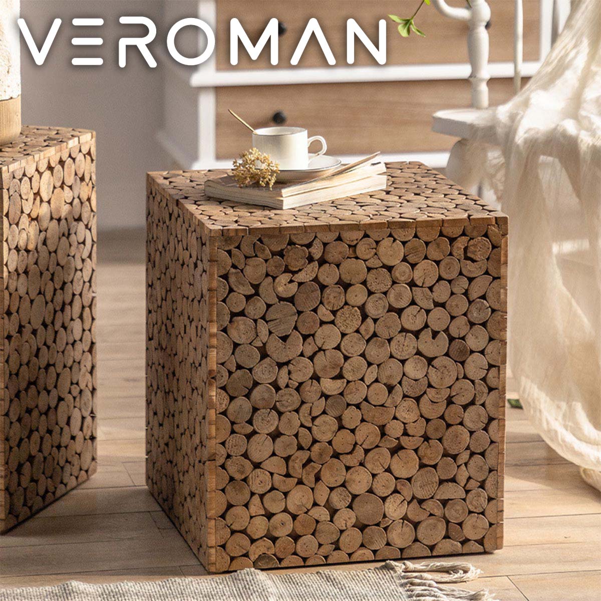 楽天市場】[大] VeroMan ナチュラル木目の温もり溢れるサイドテーブル