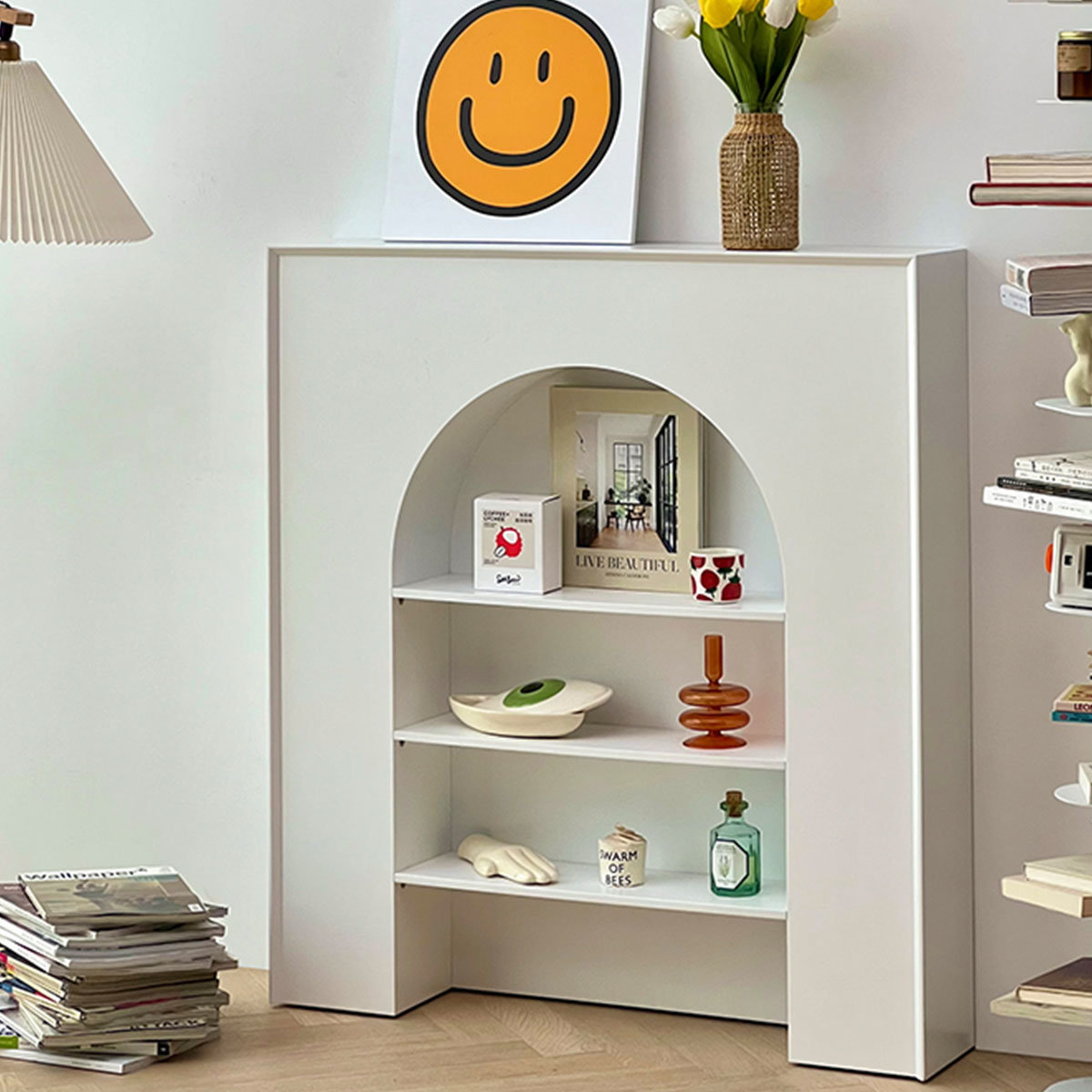 楽天市場】[70cm] VeroMan アーチ型 マントルピース風シェルフ