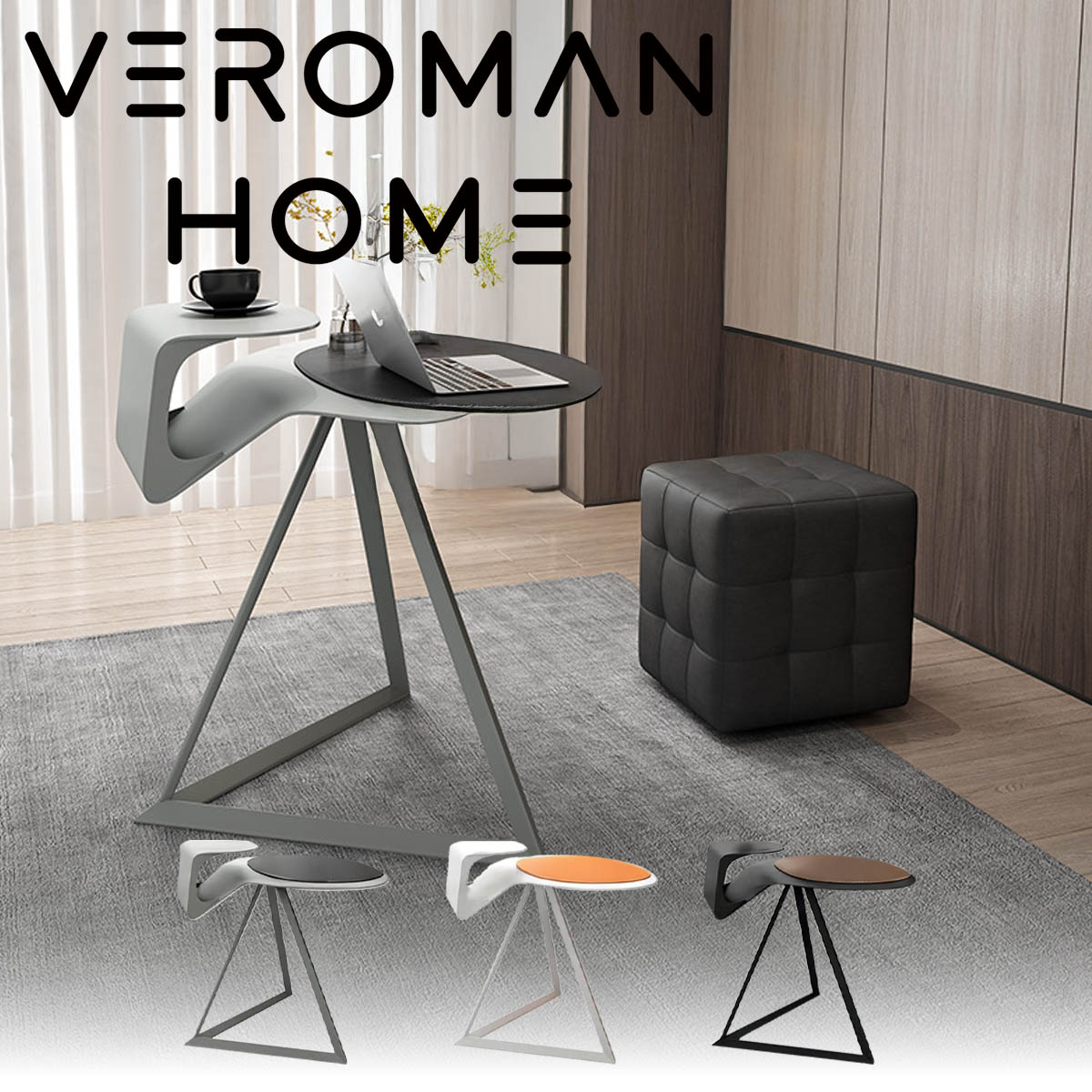 VeroMan テーブル ラグジュアリー シンプル モダン デスク パーソナルメタルPCデスク ミニマル ブラック 韓国インテリア [高さ86cm&times;幅91cm]｜VEROMAN HOME 81,400円