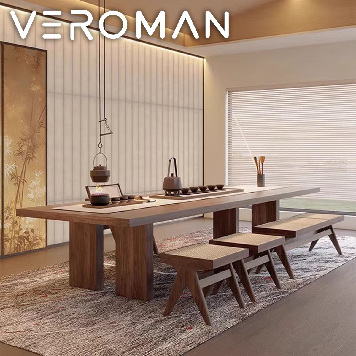 VeroMan 純乎たる風ロング早見表 シンプルモダン 木製細工物早見表 話し合い用 昼ご飯用や書室・進め方台にも至適 韓国室内装飾 [高さ75cm×幅240糎]