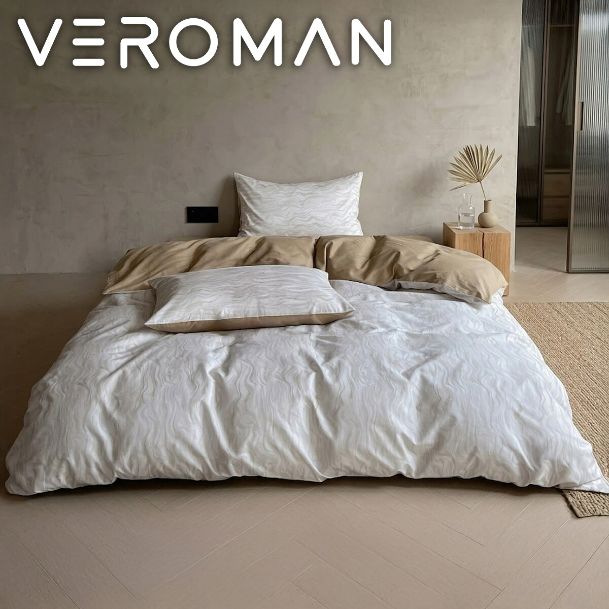 [幅1.8mキングサイズ] VeroMan 寝具 ボックスシーツ 4点セット 高級綿 掛け布団カバー ベッドシーツ 枕カバー ふんわり 綿100％ 肌触りやさしい 韓国インテリア｜VEROMAN HOME