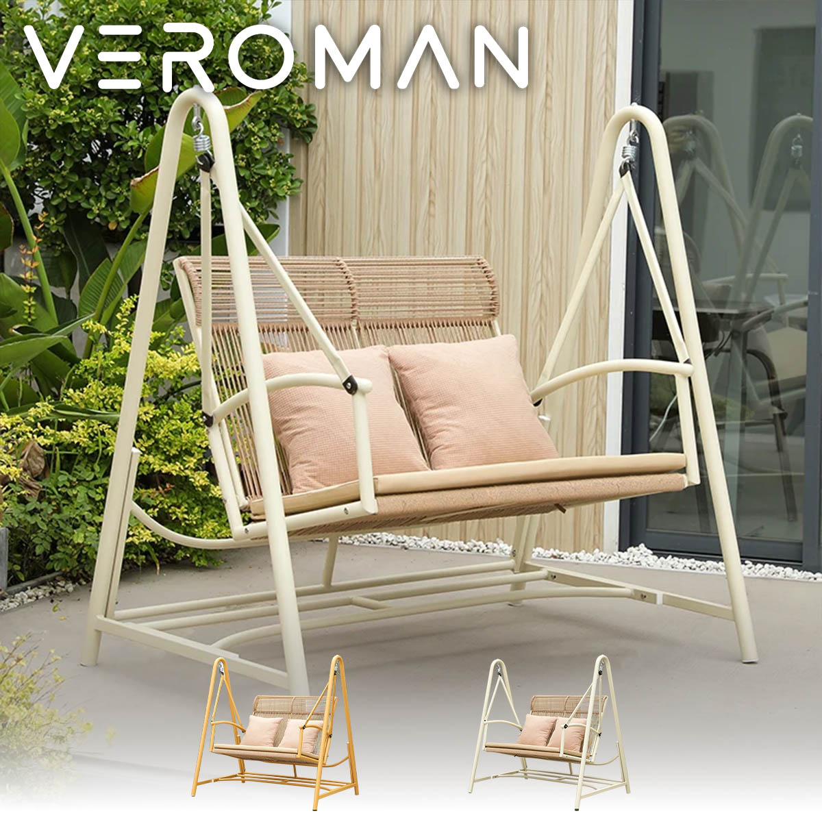 VeroMan 律動的な調子 伸び伸びする ハンモック腰かけ アウトドア 家用縁側吊り下げ式 二人用 室外 韓国室内装飾[高さ142x幅150糎]