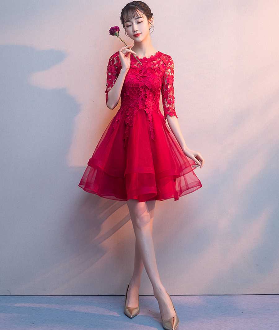 楽天市場 在庫処分価格 パーティードレス 結婚式 二次会 演奏会 ドレス キャバドレス キャバクラ キャバ ミニドレス レース 花柄 赤 黒 グレー 半袖 小さいサイズ ワンピース Dress Vert ヴェール Vert ヴェール