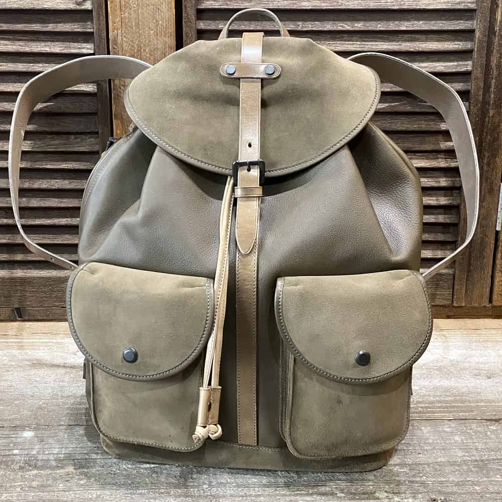 【BAGGY PORT（バギーポート）】『JANUS CALF BACK PACK/ヤヌスカーフバックパック』ヤヌスカーフリバース大型レザーリュックサック（KZKM-1001）Janus Calf Reverse Leather 最高級銀付きスエード　フルグレインレザー【レザーバッグ革財布専門店Vertigo】
